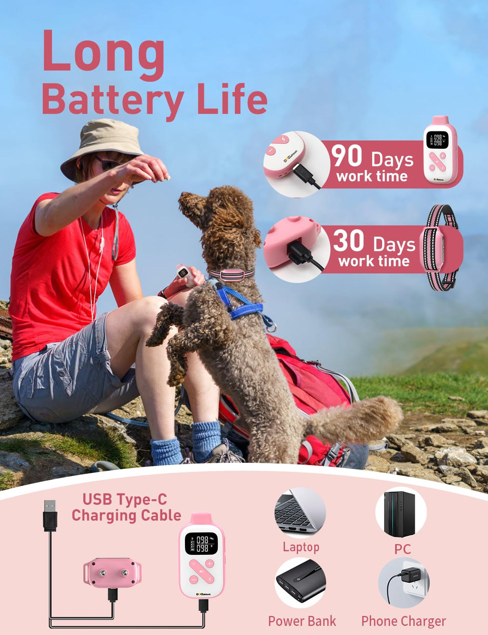 DOGLinsen neck size range shows 8 to 27 inch fit for many dogs