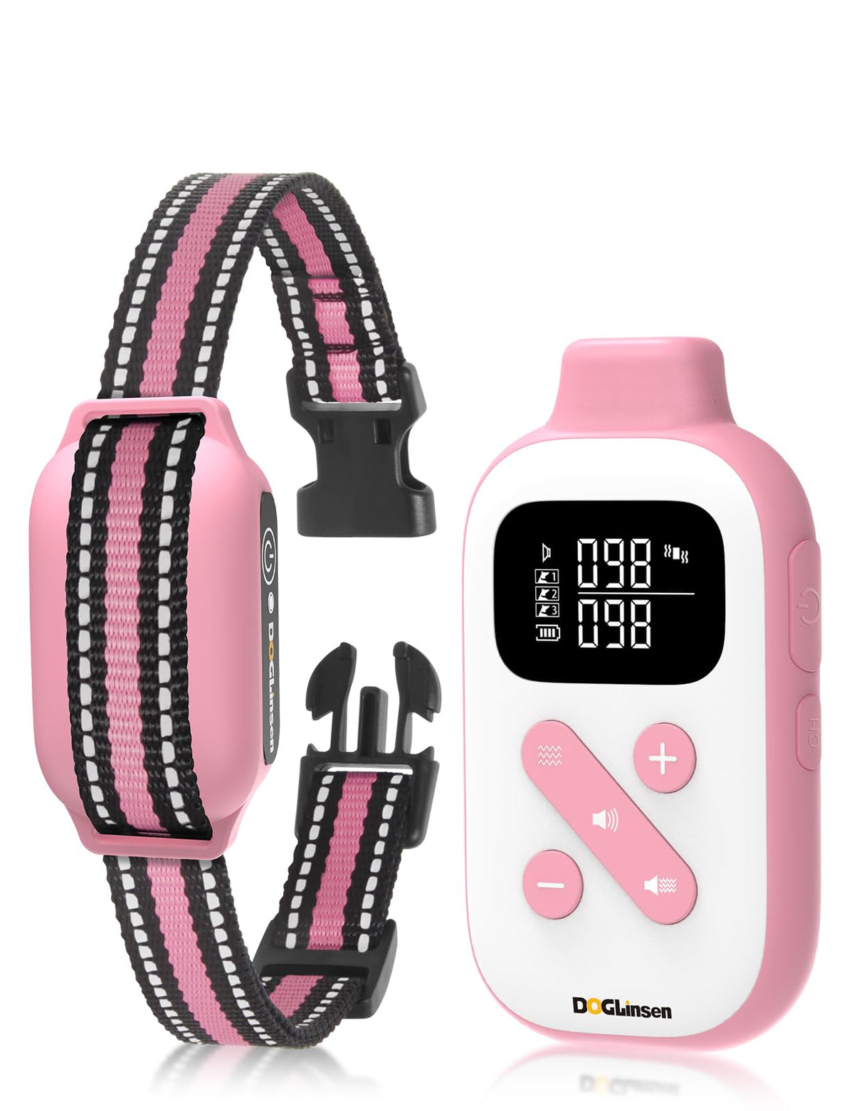 DOGLinsen no-shock collar front view communicates gentle, safe training option for dogs.