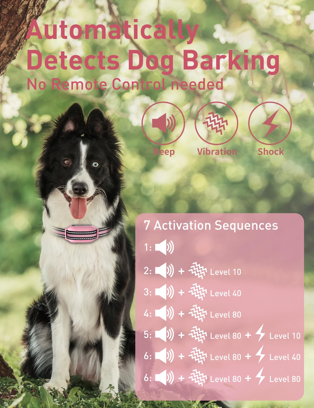 DOGLinsen vibration beep feature shows multiple feedback options for canine learning