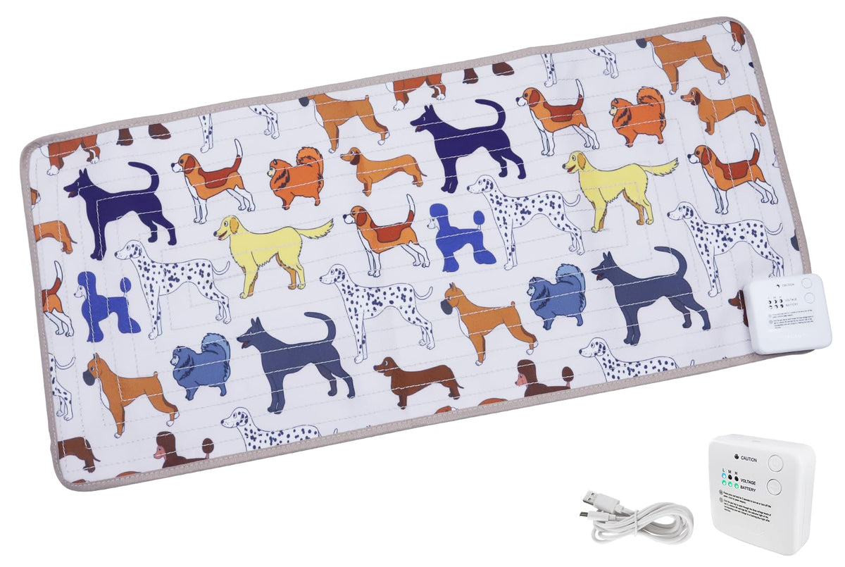Dogness shock mat on couch deters pets from furniture.