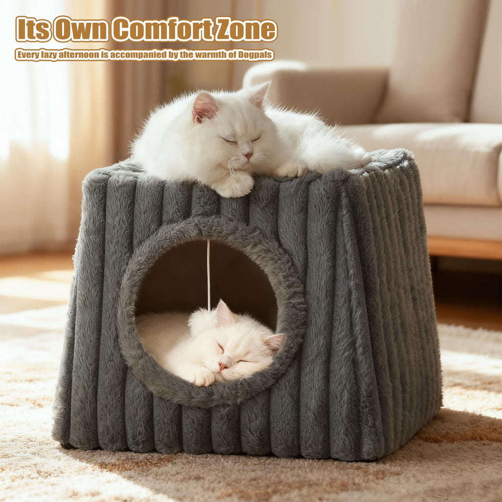 Dogpals cat bed removable washable cover for easy cleanup.