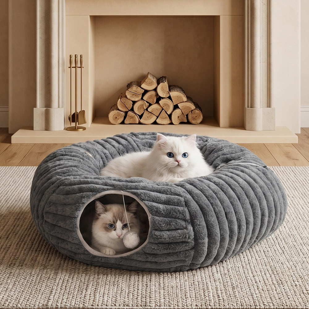 Dogpals cat tunnel bed open tunnel for playful exploration.