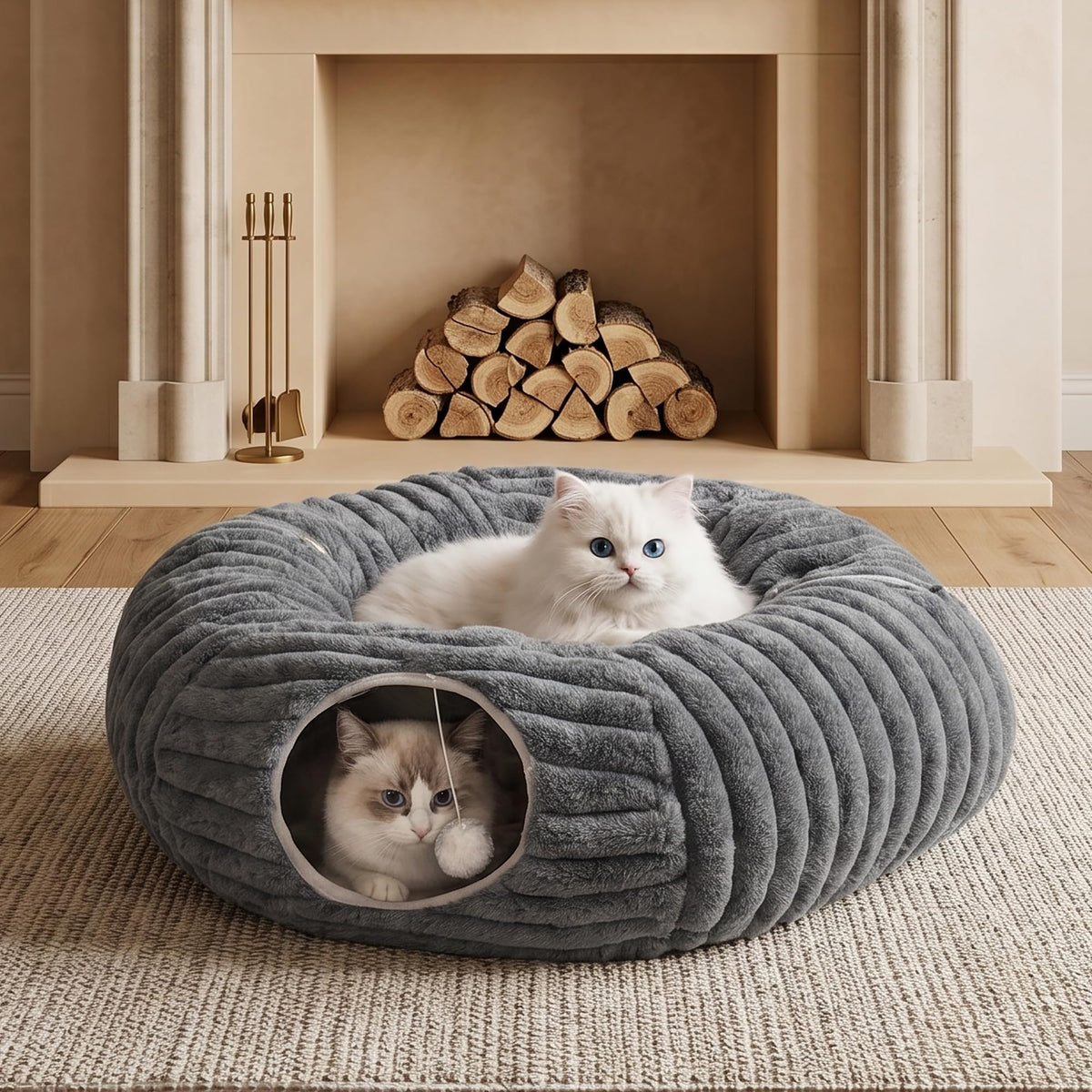 Dogpals cat tunnel bed open tunnel for playful exploration.