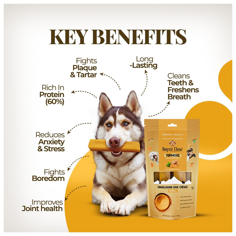 Dogsee Himalayan Yak Cheese turmeric ingredients panel highlighting natural sources.