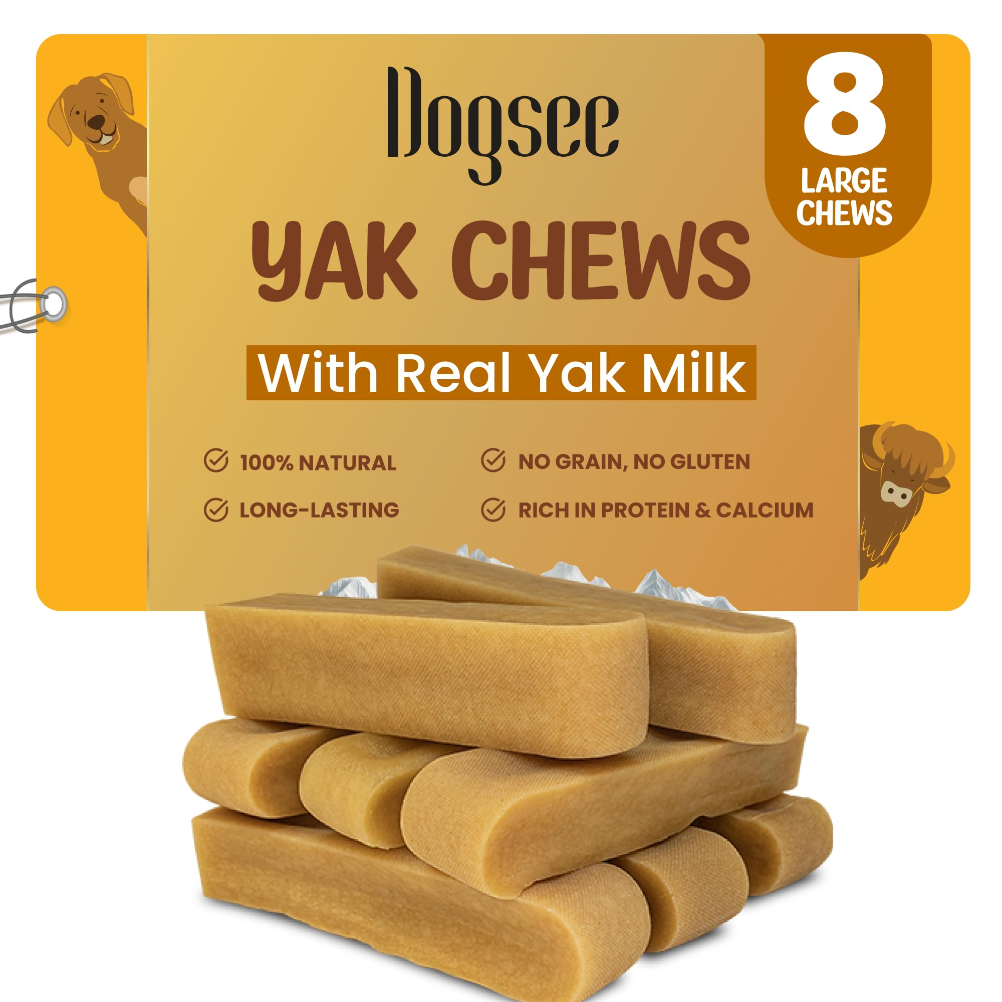 Dogsee Original Himalayan Yak Chews 2lb large pack shown for large breed dogs.