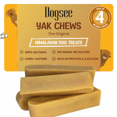 Dogsee Original Himalayan Yak Chews pack shows long-lasting, odor-free treats for dogs.