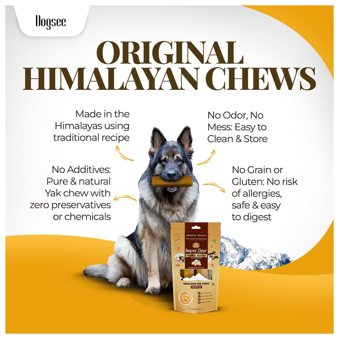 Close-up of Dogsee Peanut Butter Yak Cheese chew highlighting natural ingredients.