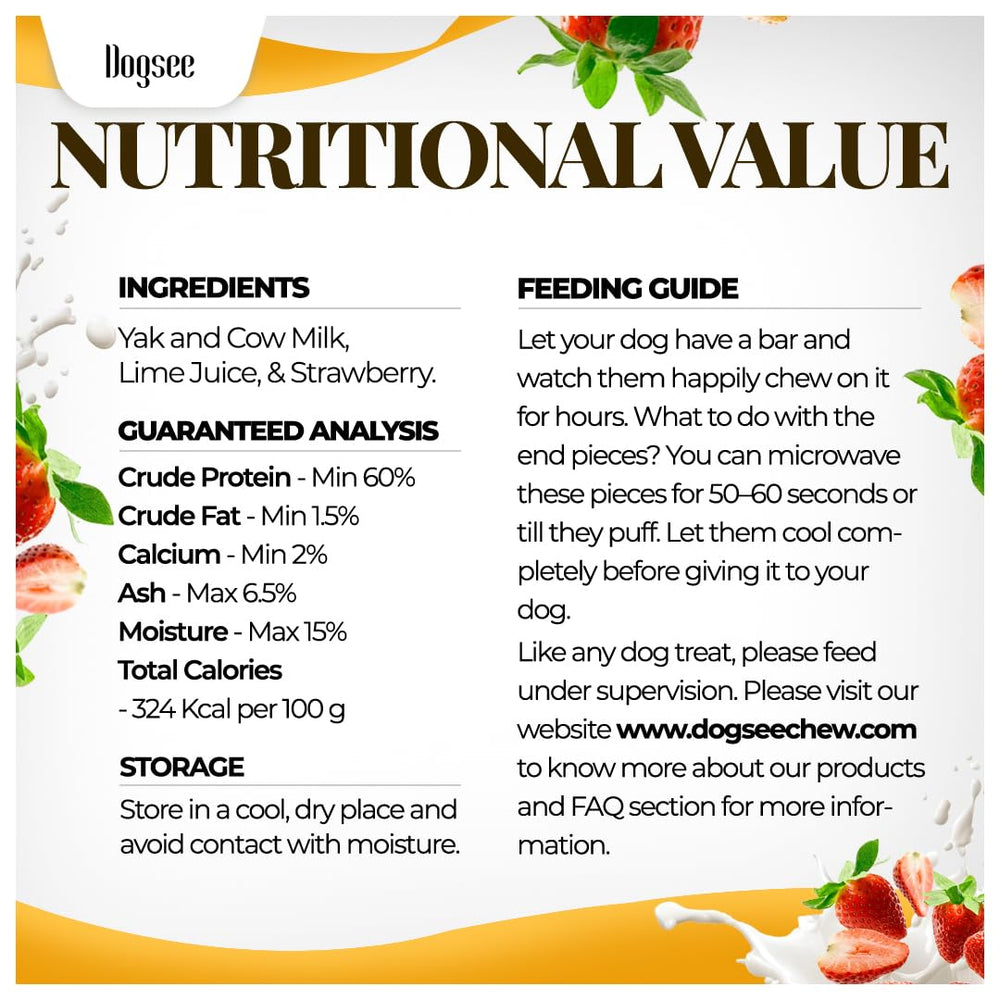 Dogsee strawberry yak cheese chews support immunity and dental care