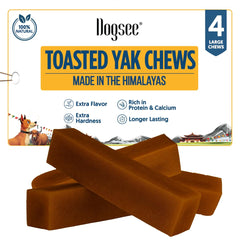 Dogsee Toasted Himalayan Yak Chews bag: long-lasting treat for focused chewing.