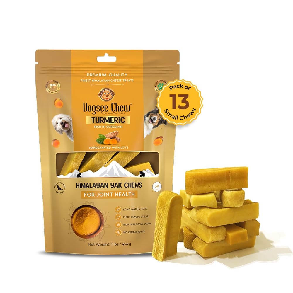 Dogsee Turmeric Yak Chews close-up showing hard texture for long-lasting rewards.