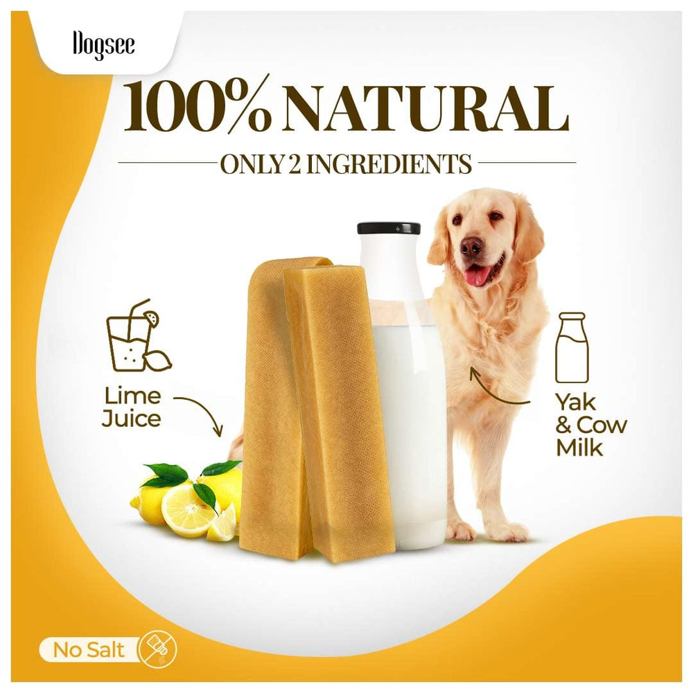 Sun-dried and gently smoked Dogsee Yak Cheese Himalayan chews with richer flavor.