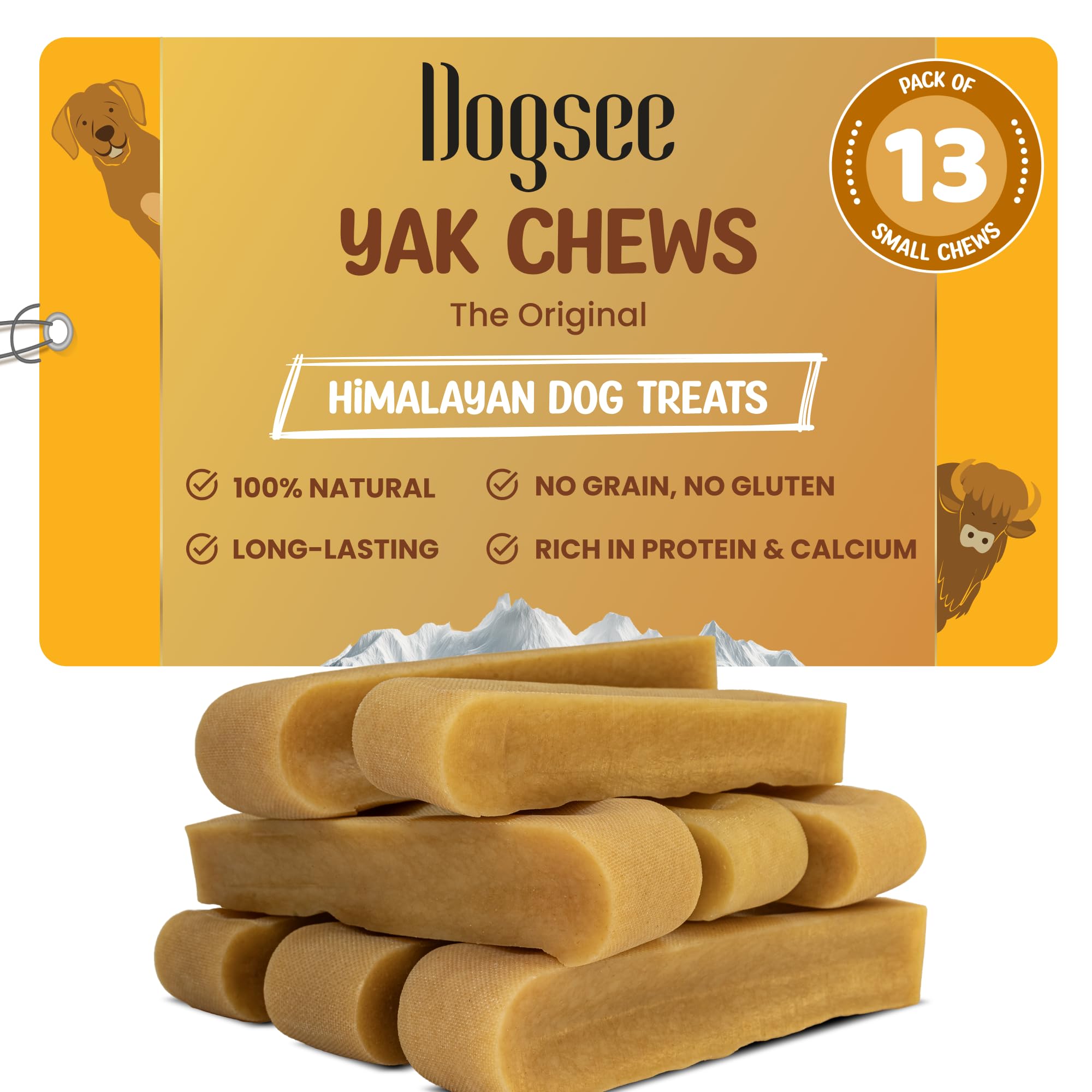 Dogsee Yak Cheese Himalayan chews in 1lb small bars support small breeds and dental health