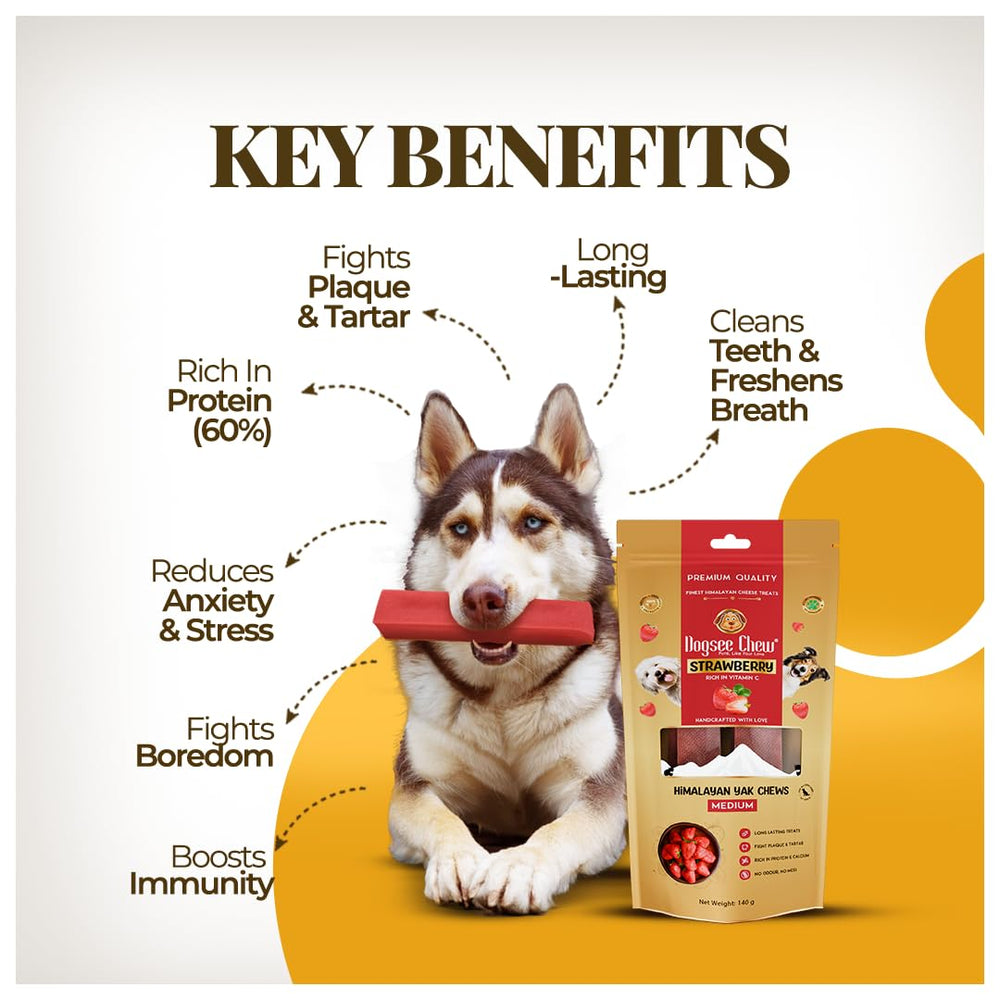 Dogsee yak cheese chews support skin and coat health with vitamins A and C