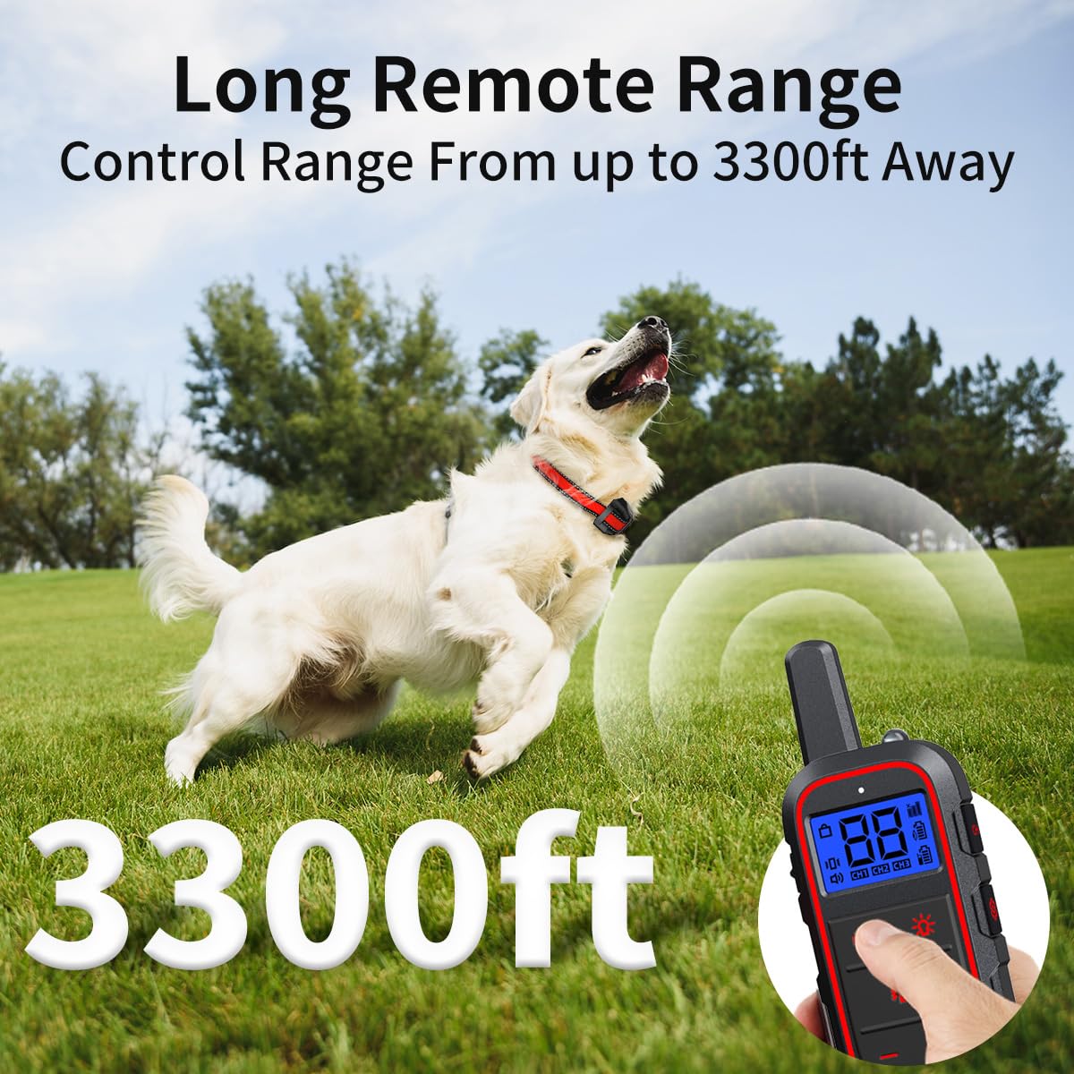 DogStop IPX7 waterproof receiver is ready for outdoor play and wet conditions.
