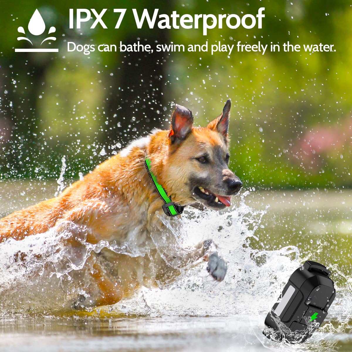 DogStop remote with 3300ft range enables effective training in open spaces.