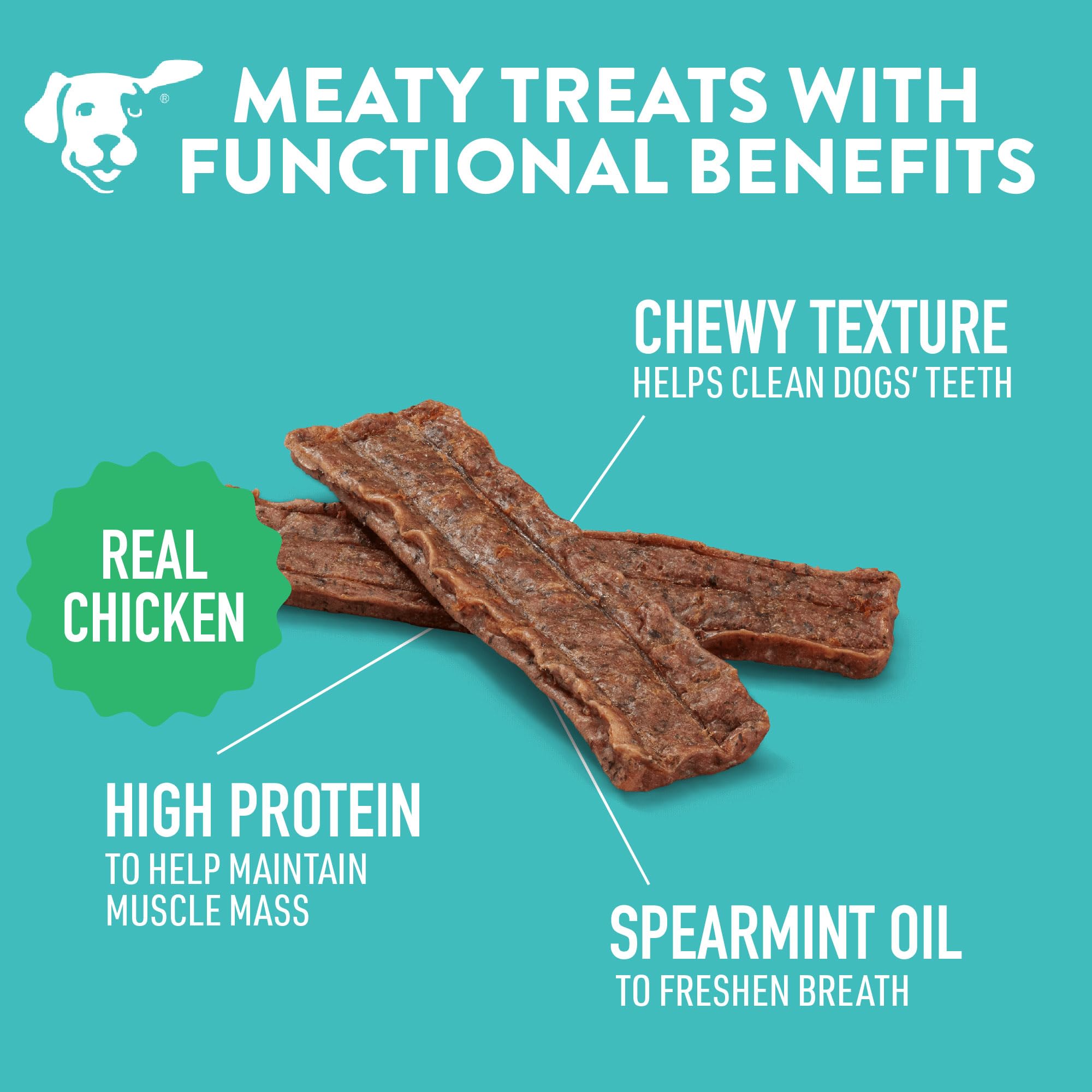DogSwell Dental Jerky USA Made highlights USA-sourced poultry quality.