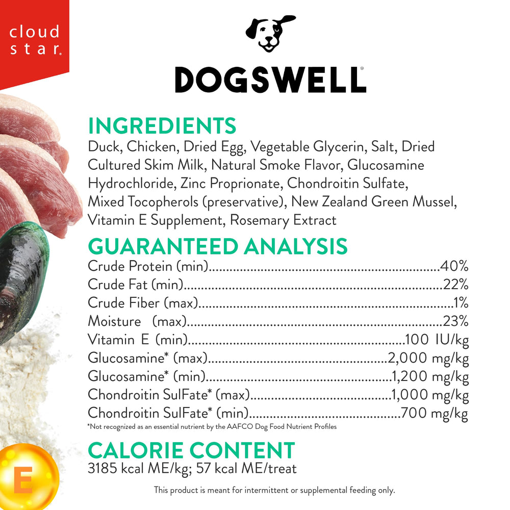 Dogswell Hip and Joint Grillers close-up texture highlighting smoky duck flavor