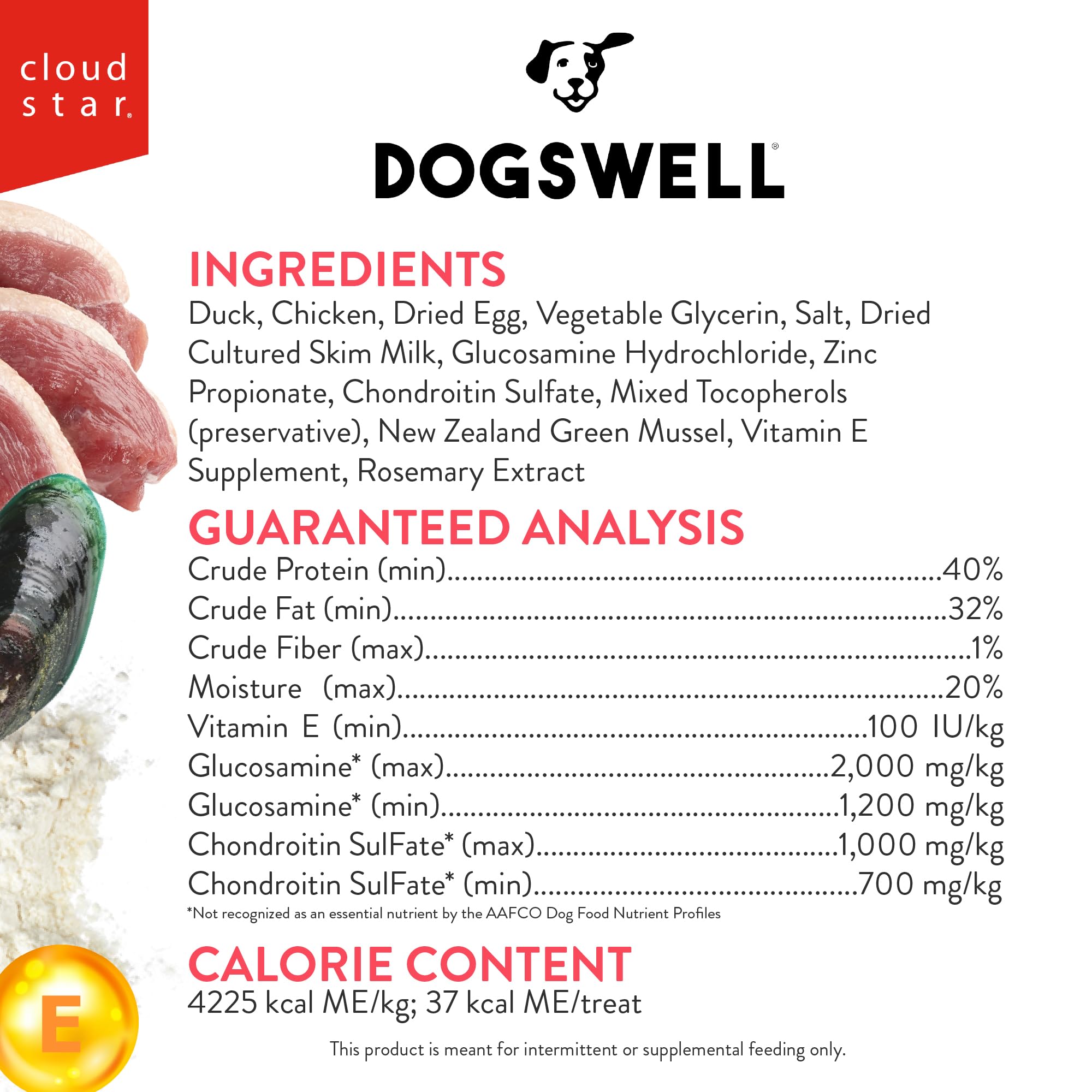 Dogswell Hip & Joint Soft Strips duck close-up, tasty protein reward
