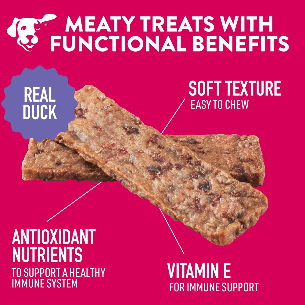 Close-up of duck jerky texture highlighting lean protein.