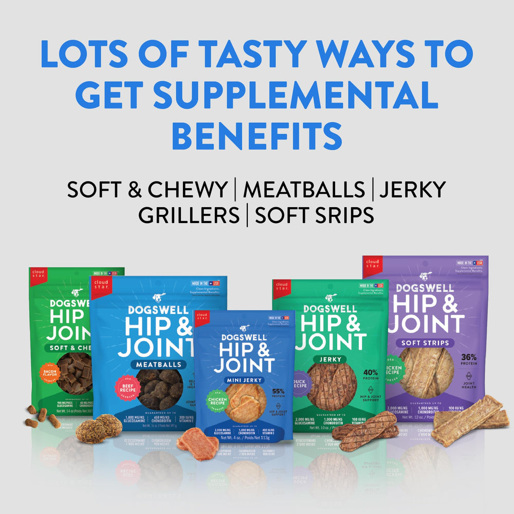 Dogswell hip-joint green mussels ingredient closeup highlights premium protein.