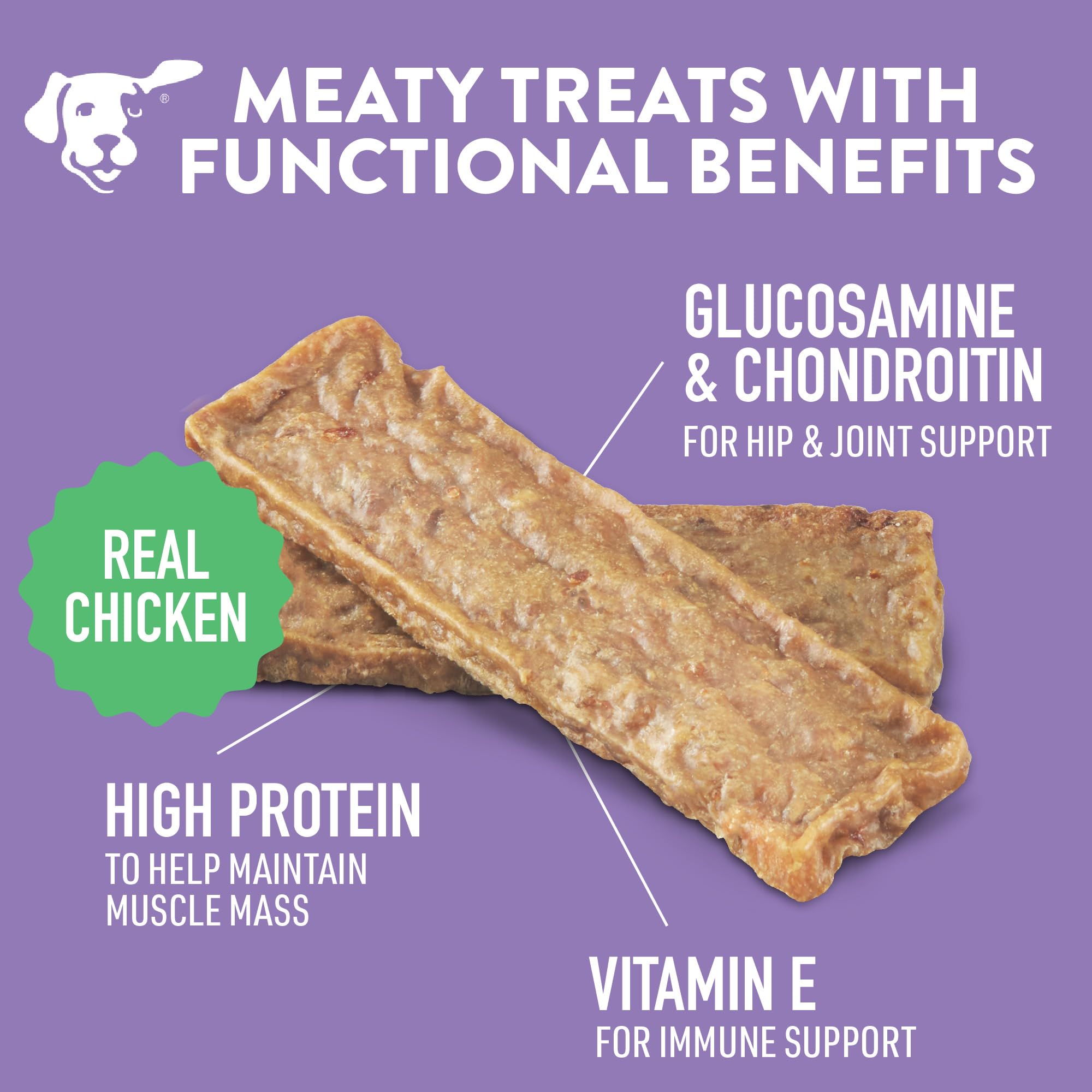 Dogswell hip joint treat with real chicken first ingredient for protein.