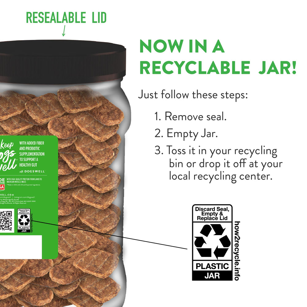 USA-made label on Dogswell Gut Health Lamb Mini Jerky packaging