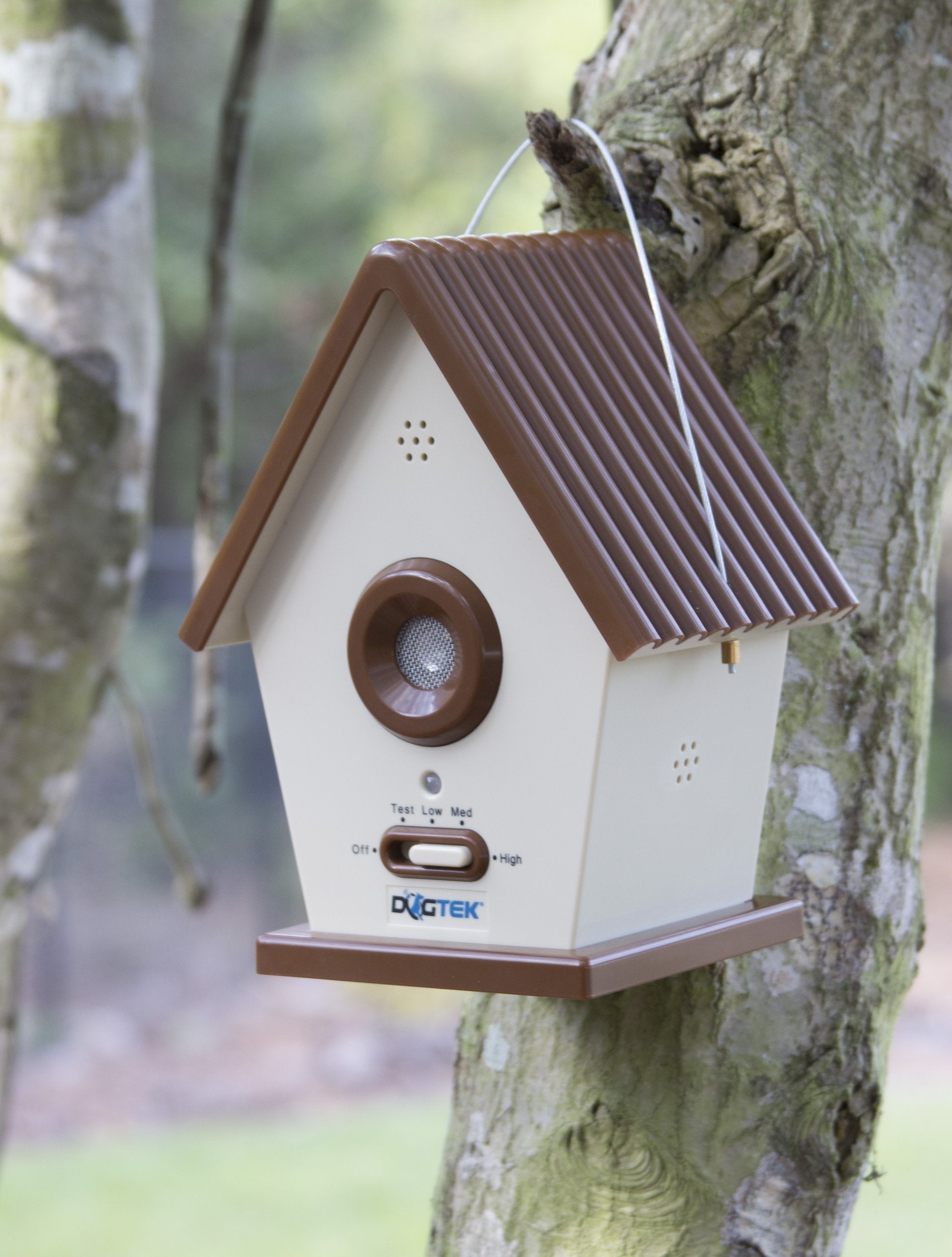 DOGTEK Sonic Bird House Bark Control indoors for quiet rooms and apartments.