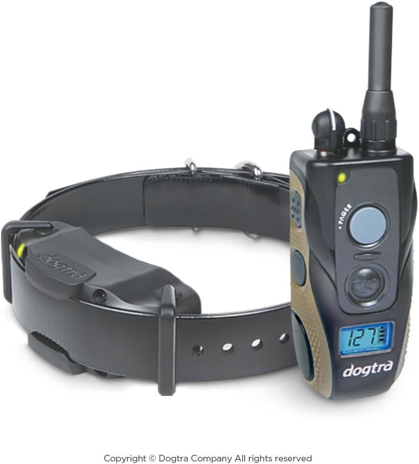 Dogtra 1900S ergonomic transmitter with bright LCD for easy monitoring.