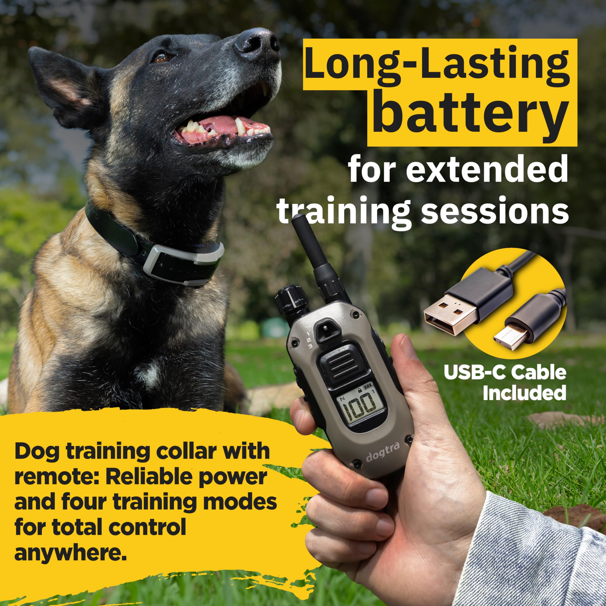 Dogtra 1900X offers 100 stimulation levels for tailored correction