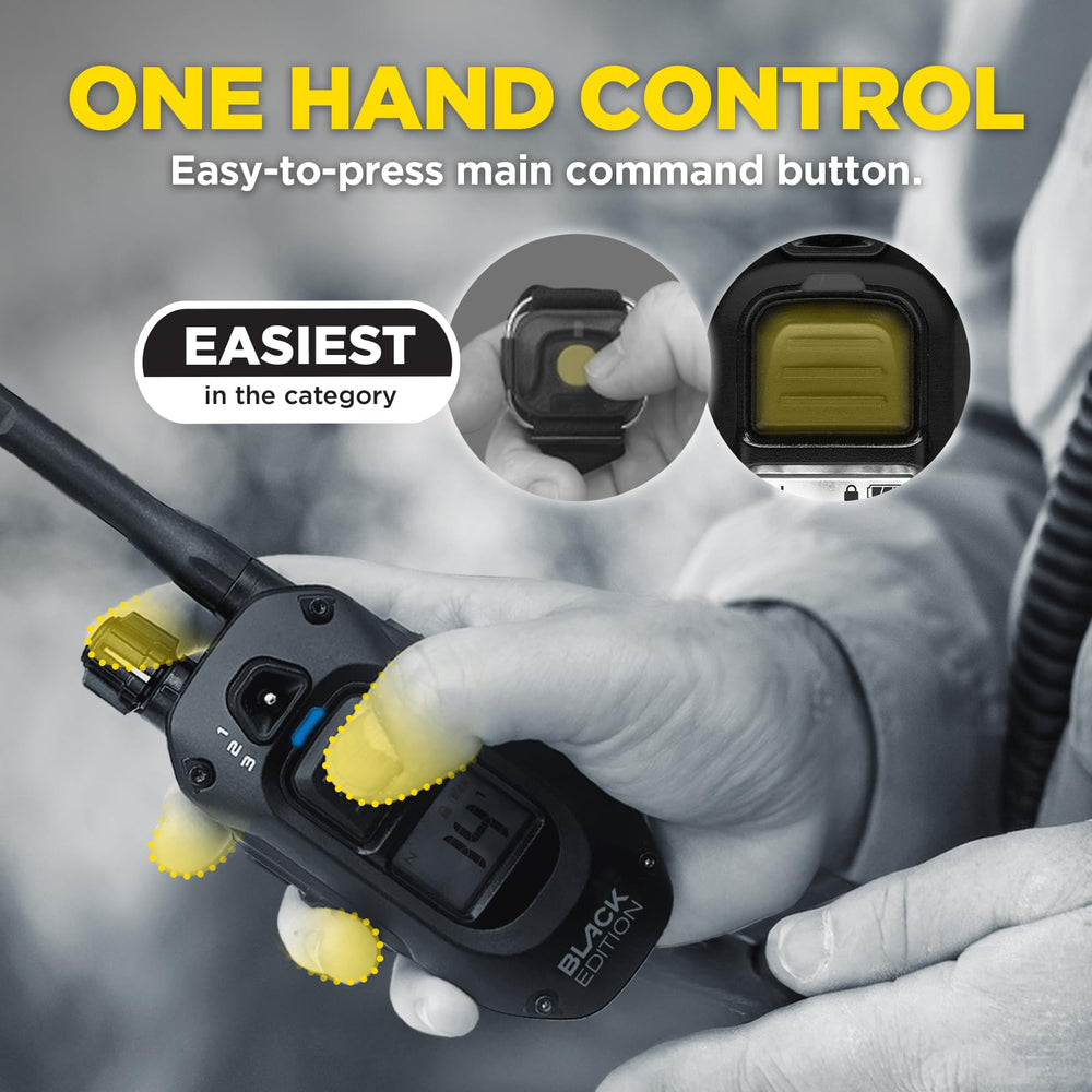 Dogtra 1900X Black Edition stimulation levels dial ready for variable needs.