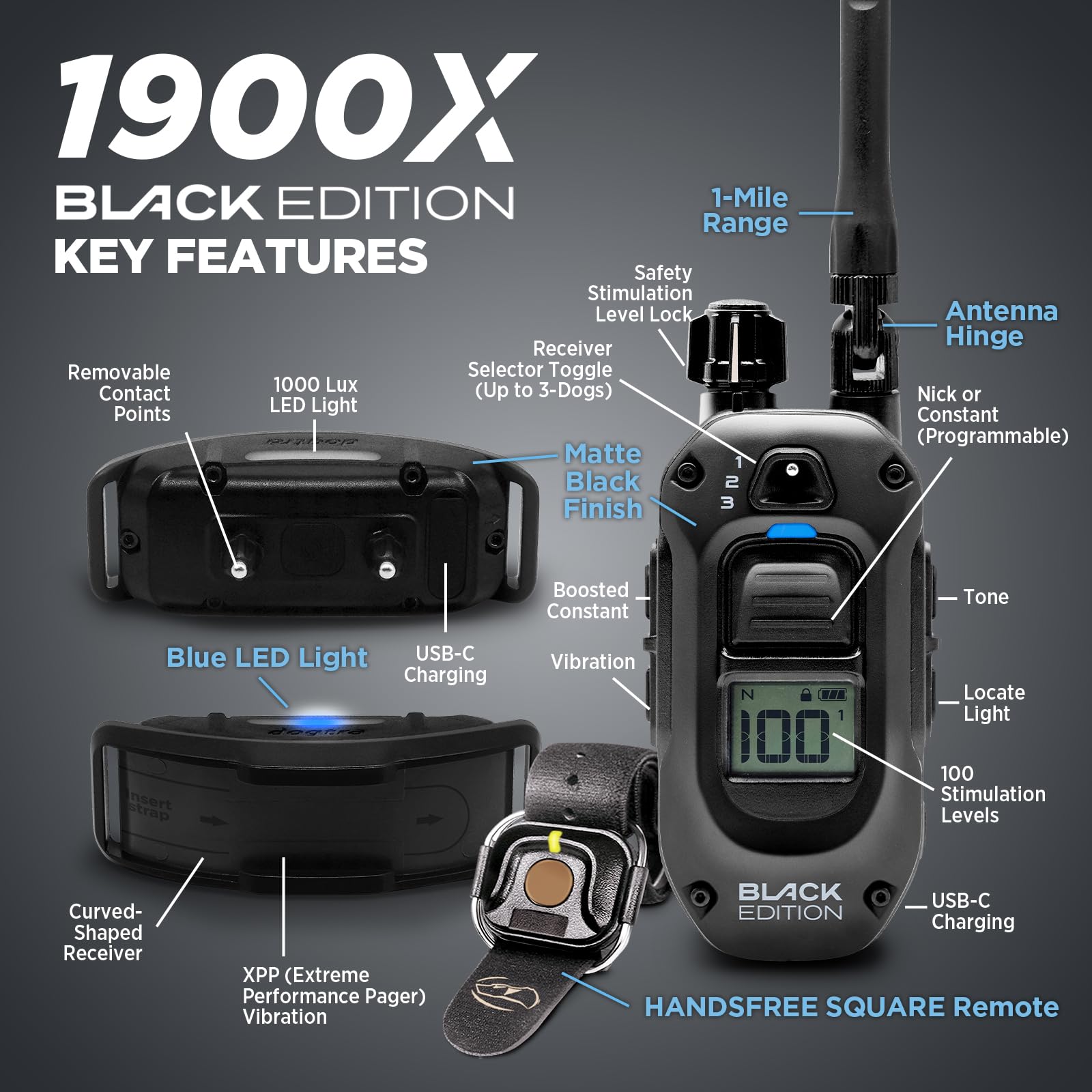 Dogtra 1900X Black Edition vibration mode indicator in action.