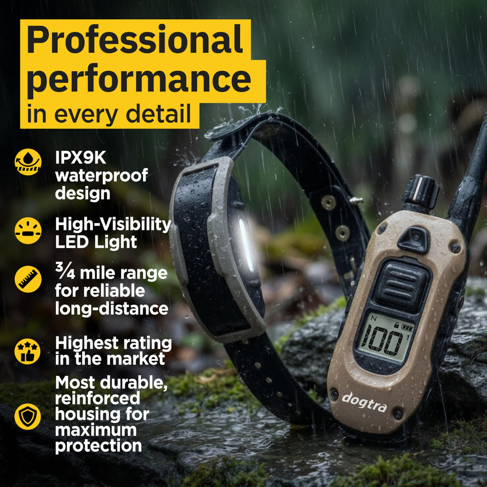Dogtra 1900X collar with neck size range for secure fit
