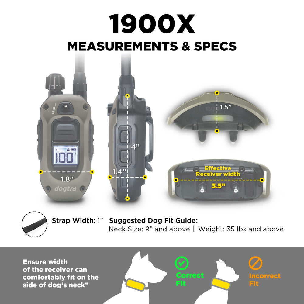 Dogtra 1900X safety lock prevents accidental level changes.