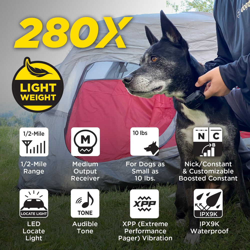 Dogtra 280X display shows 100 levels for accurate corrections.
