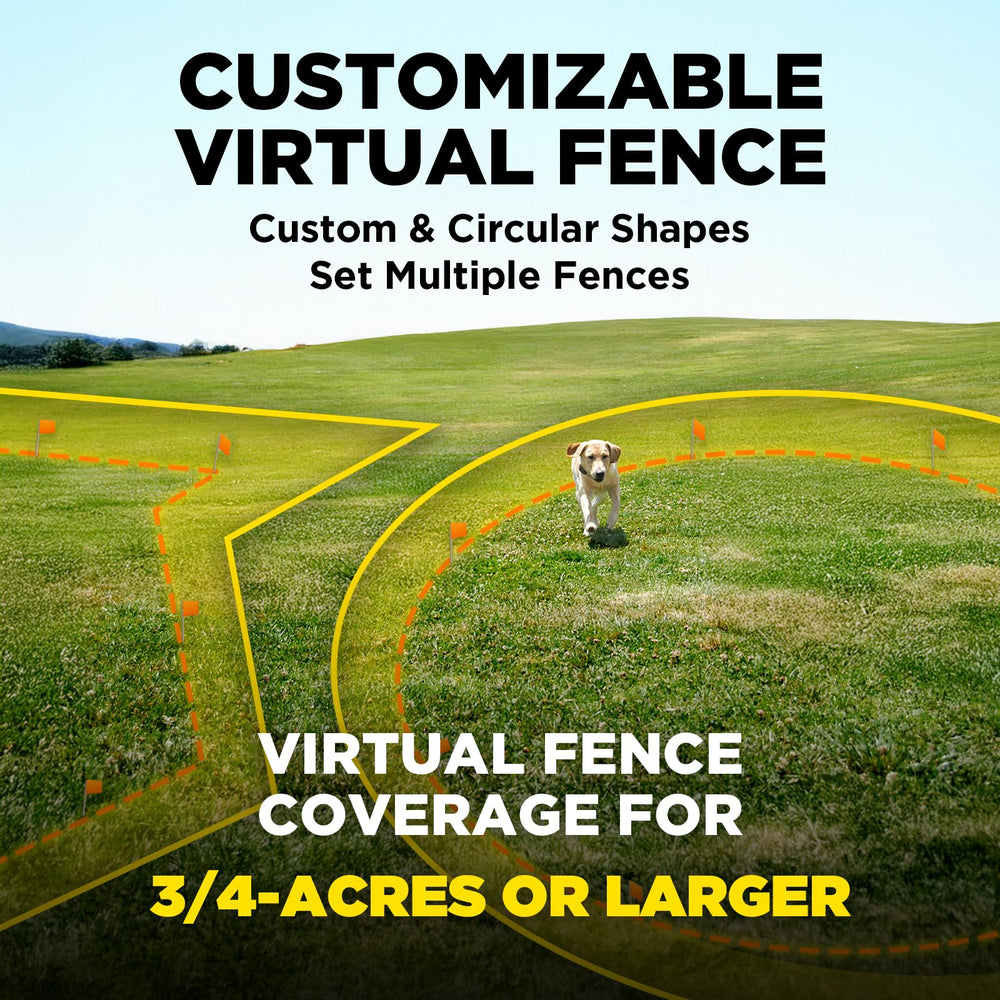 Dogtra GPS Fence app setup shows customizable circular and custom boundaries for property layout
