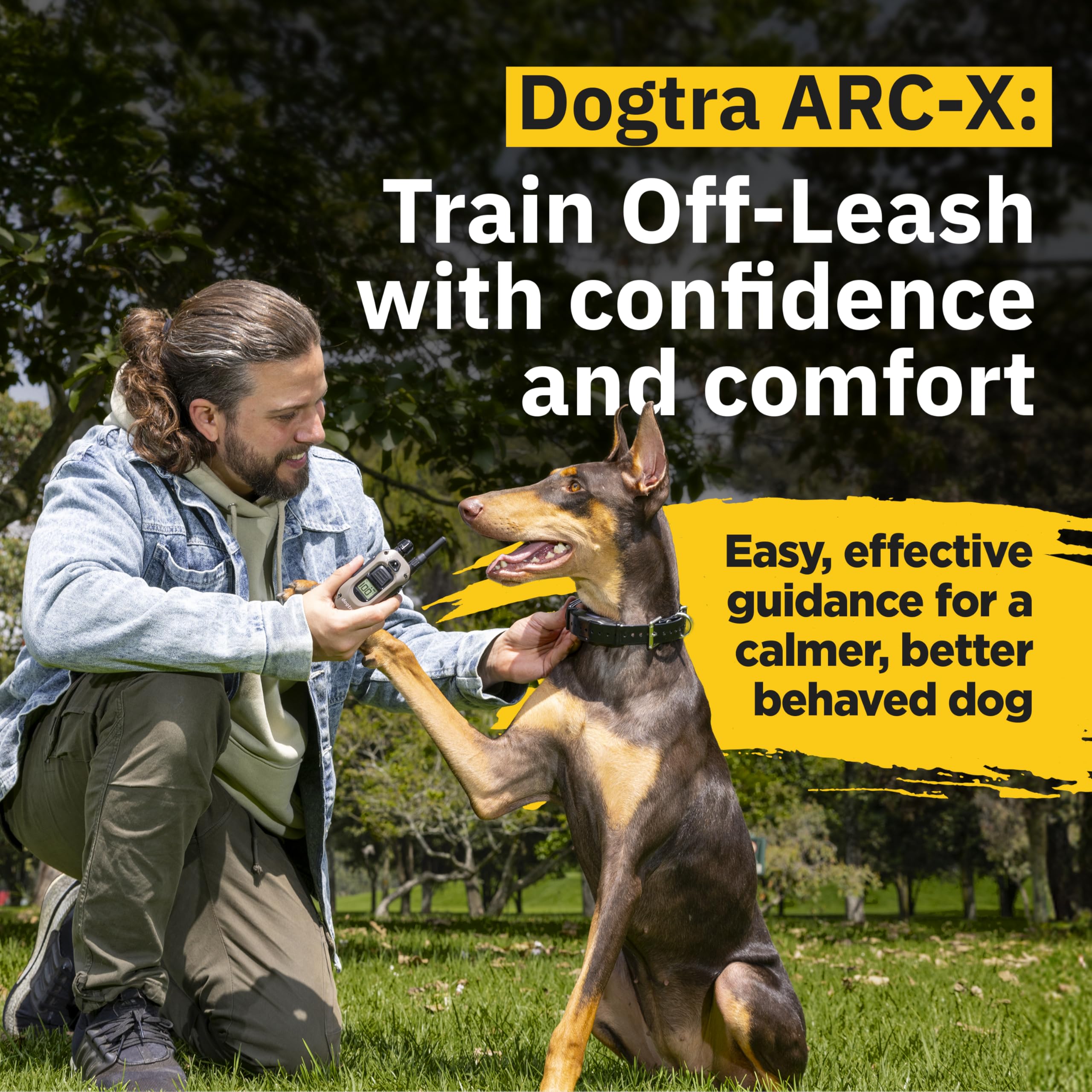 Dogtra ARC-X receiver on dog showing secure fit for training