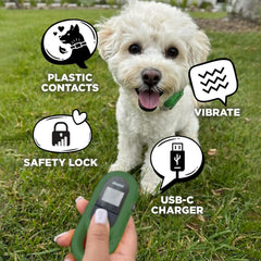 Dogtra CUE Green boost button for quick recall moments.
