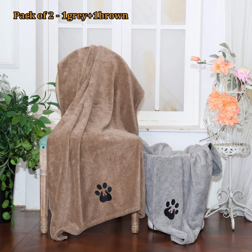 Dogvingpk extra large brown towel providing full coverage during post-bath drying