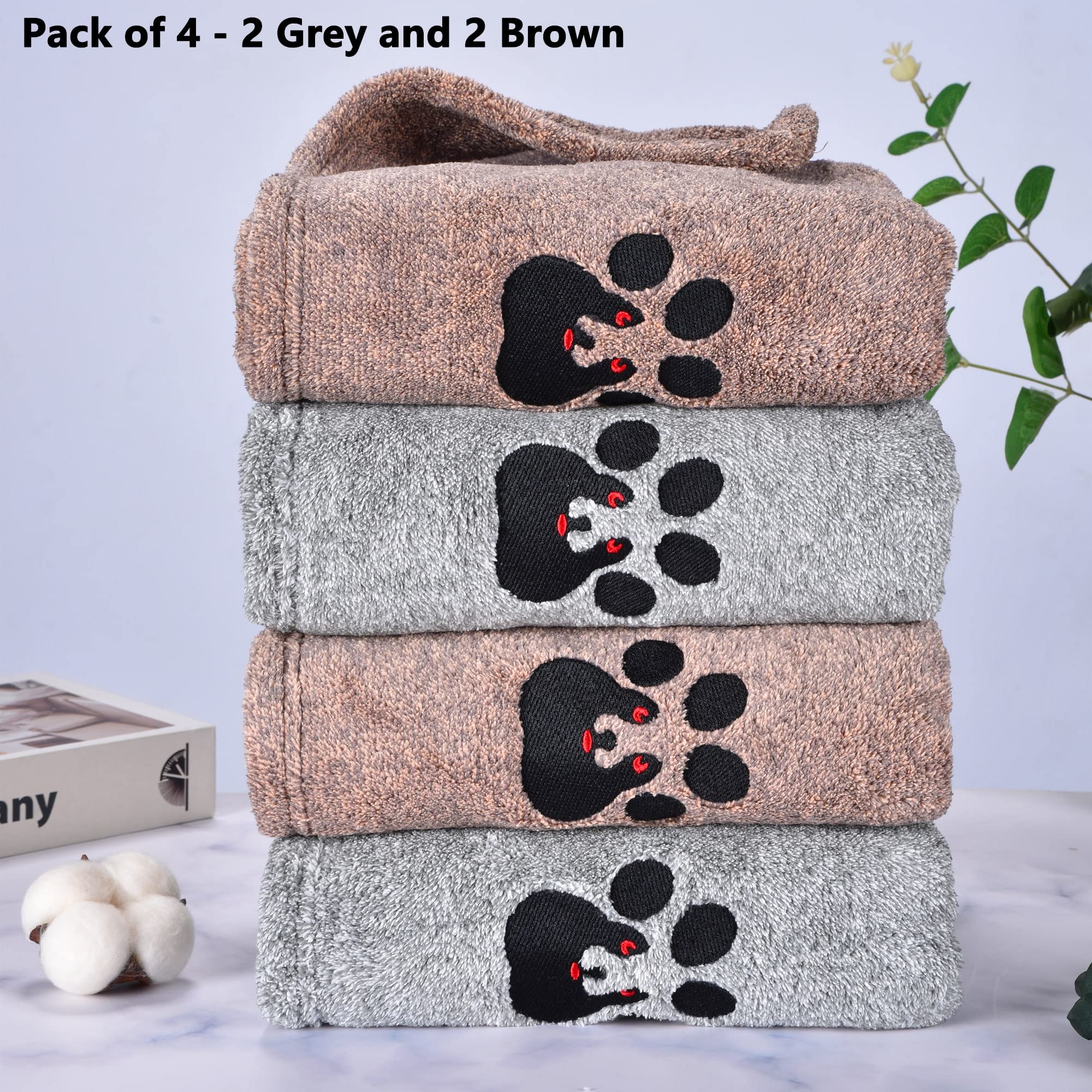 Dogvingpk grey towel showing soft plush texture for gentle drying.