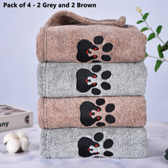 Dogvingpk grey towel showing soft plush texture for gentle drying.