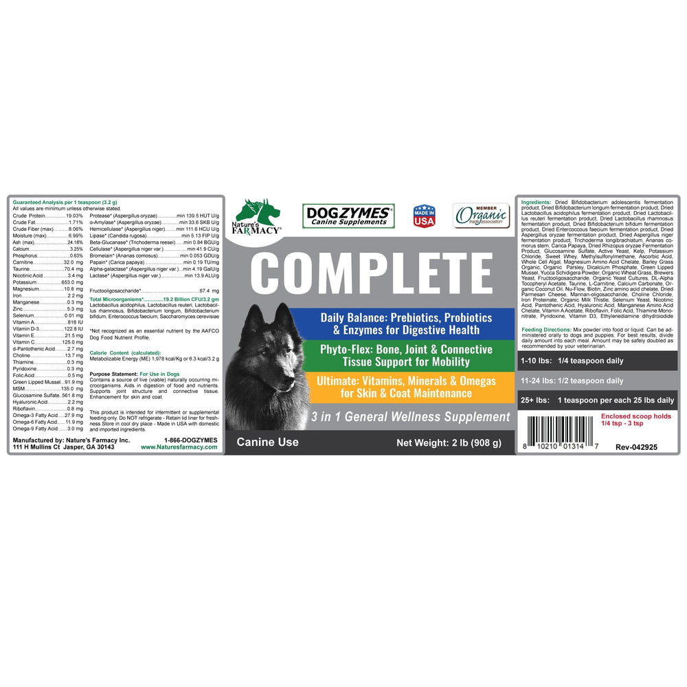 Dogzymes Complete meal-mixer context demonstrates versatile use with dog meals