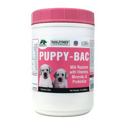 Dogzymes Puppy-Bac milk replacer pour in bottle, supports balanced puppy nutrition