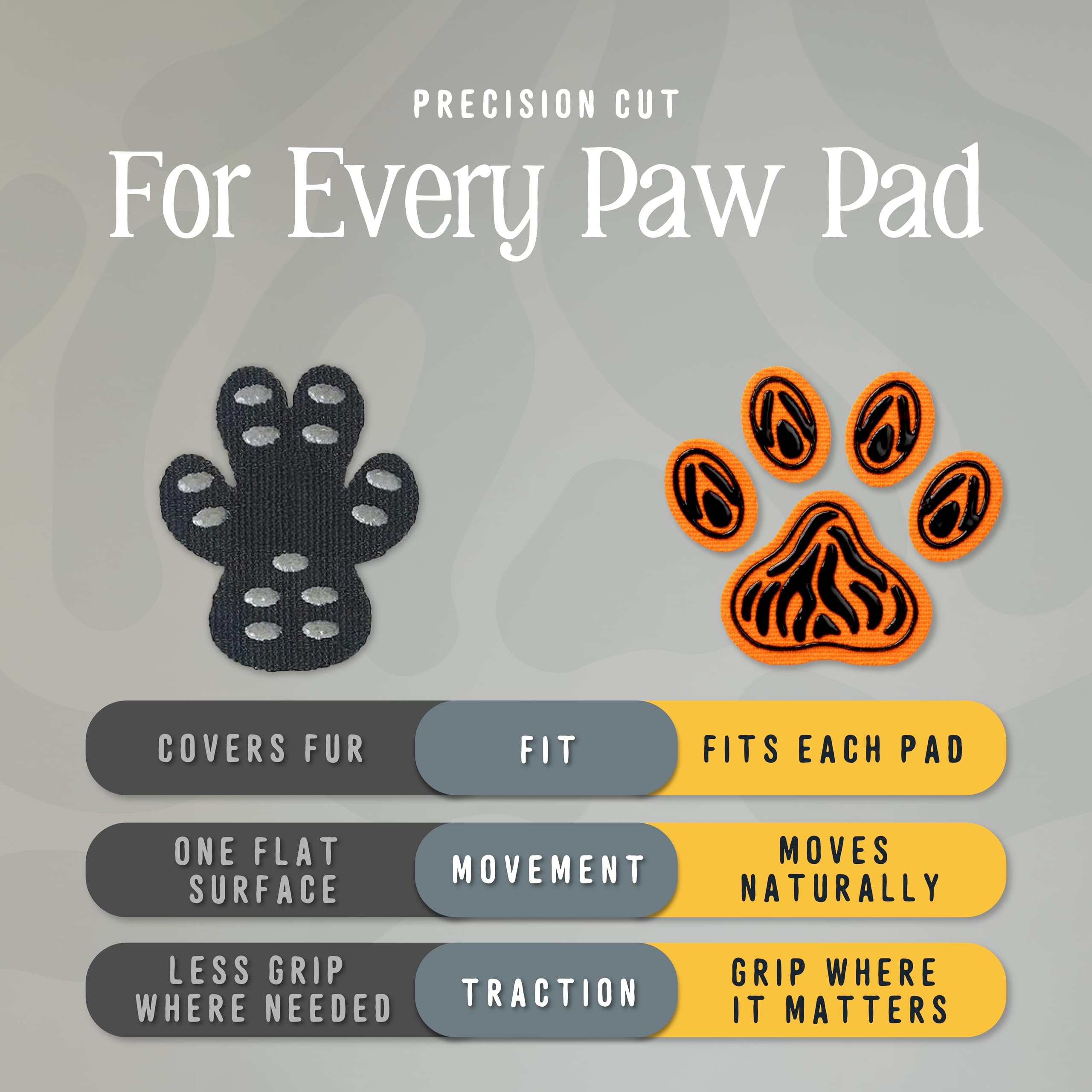 DOK TigerToes paw grips ready for quick, no-trim application.