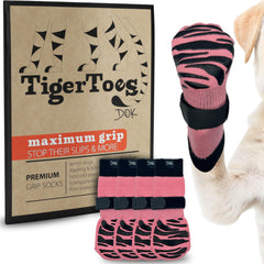 DOK TigerToes premium non-slip socks pack shot highlighting traction on slippery floors.