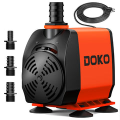DOKO 800GPH pump front view shows compact design for tight spaces.
