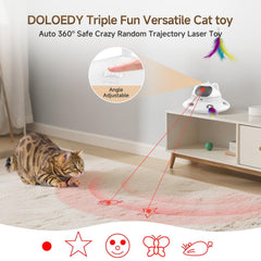 DOLOEDY cat laser toy feather wand top draws jumps and grabs.