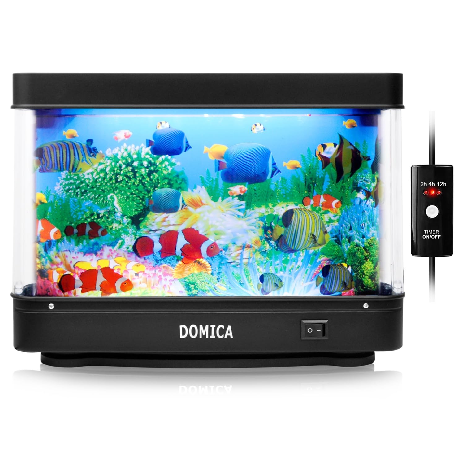 DOMICA fake fish tank with moving fish for dynamic desk decor