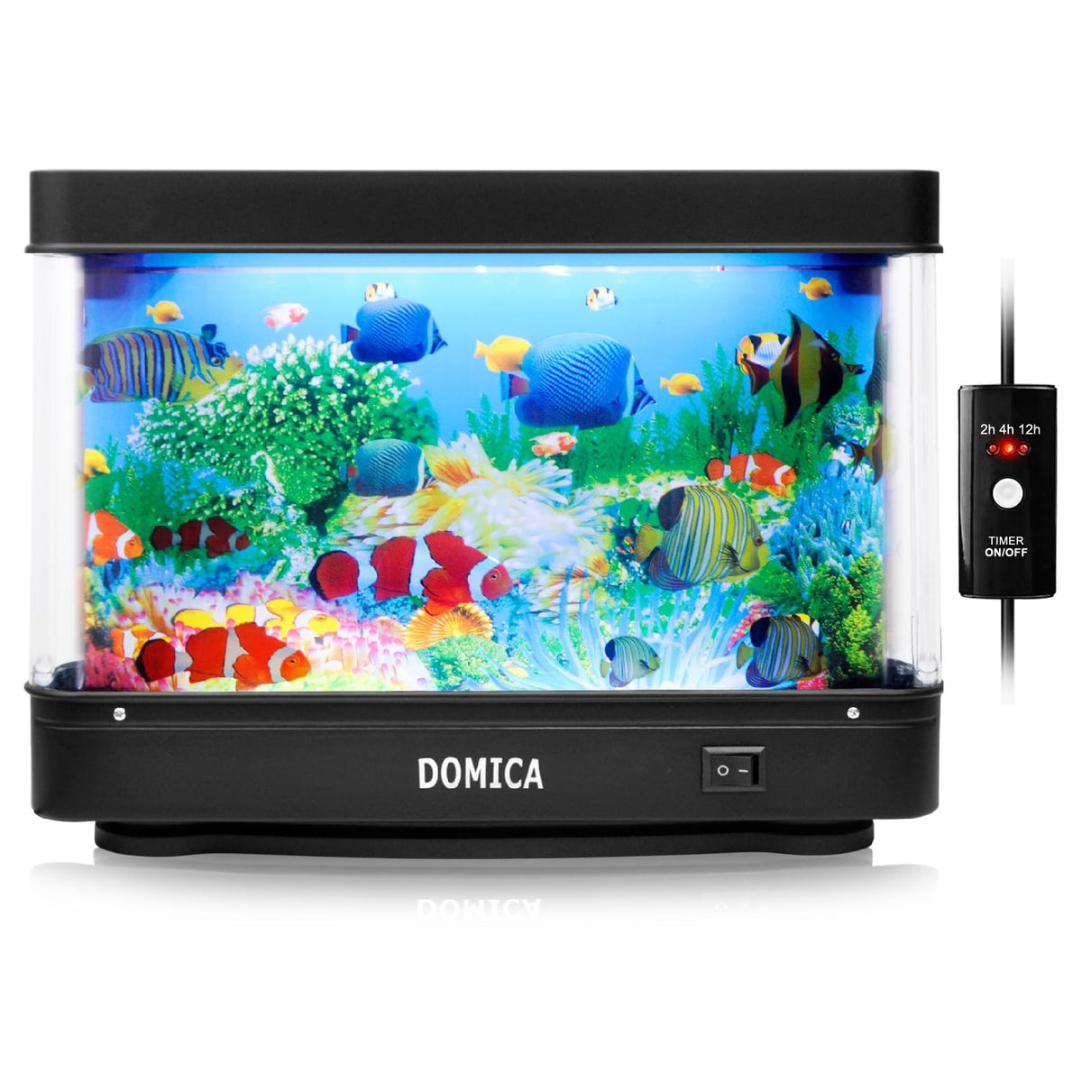 DOMICA fake fish tank with moving fish for dynamic desk decor