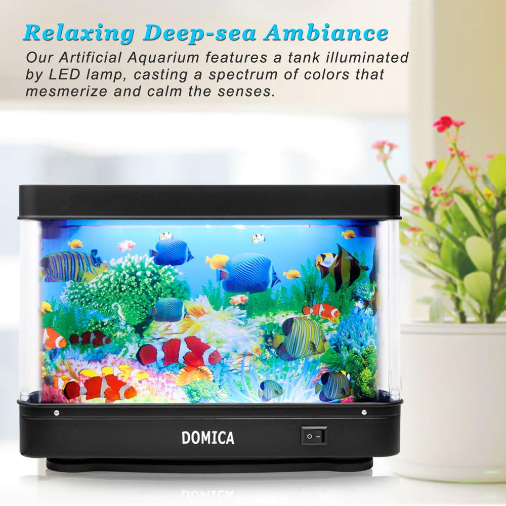 DOMICA compact aquarium fits desks or shelves for soothing illumination