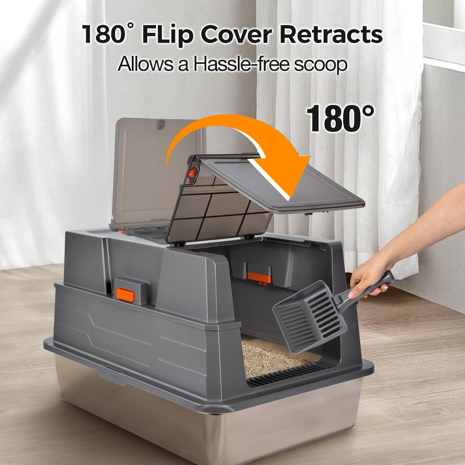 Donlinno XXXL flip door for quick scooping without removing lid